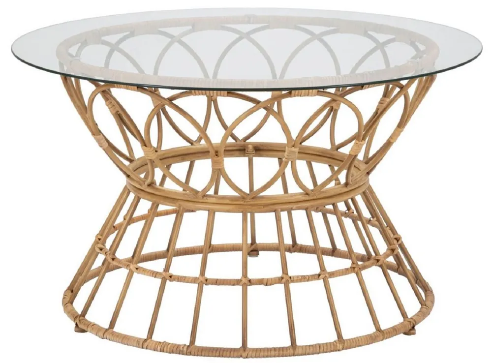 Casa Padrino luxury coffee table with glass top natural Ø 75 cm - Living room furniture Preis Gesenkt