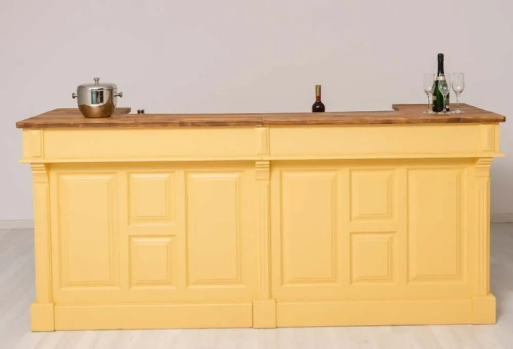 Günstig Casa Padrino country style bar counter yellow / brown 240 cm - Country style bar furniture