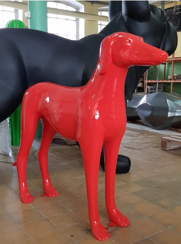 Nur Heute Casa Padrino XXL decorative sculpture greyhound red 110 cm - Living room & garden decoration