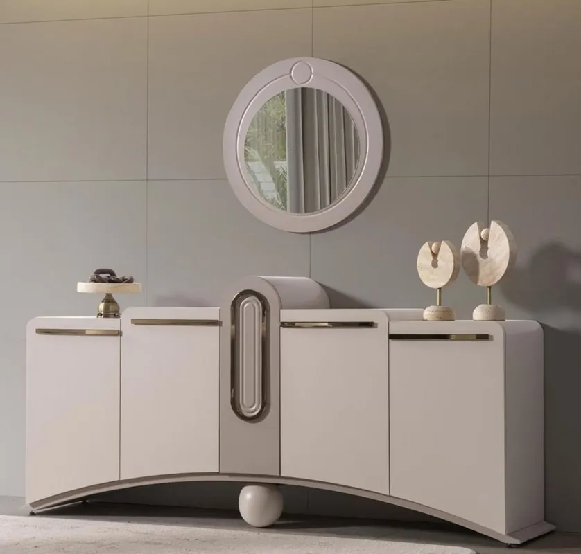 Neue Ware Casa Padrino luxury sideboard with wall mirror light gray / gray / gold - Luxury furniture