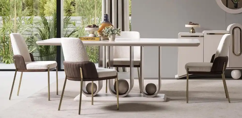 Casa Padrino luxury dining room set - 1 Dining table and 6 dining room chairs - Dining room furniture Letzte Chance