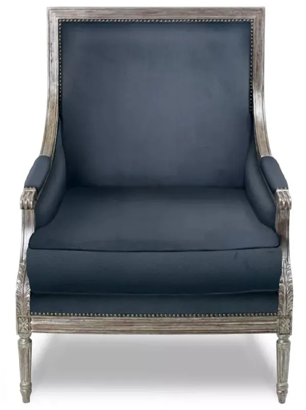 Sonderaktion Casa Padrino luxury baroque living room armchair blue / antique silver - Baroque living room furniture