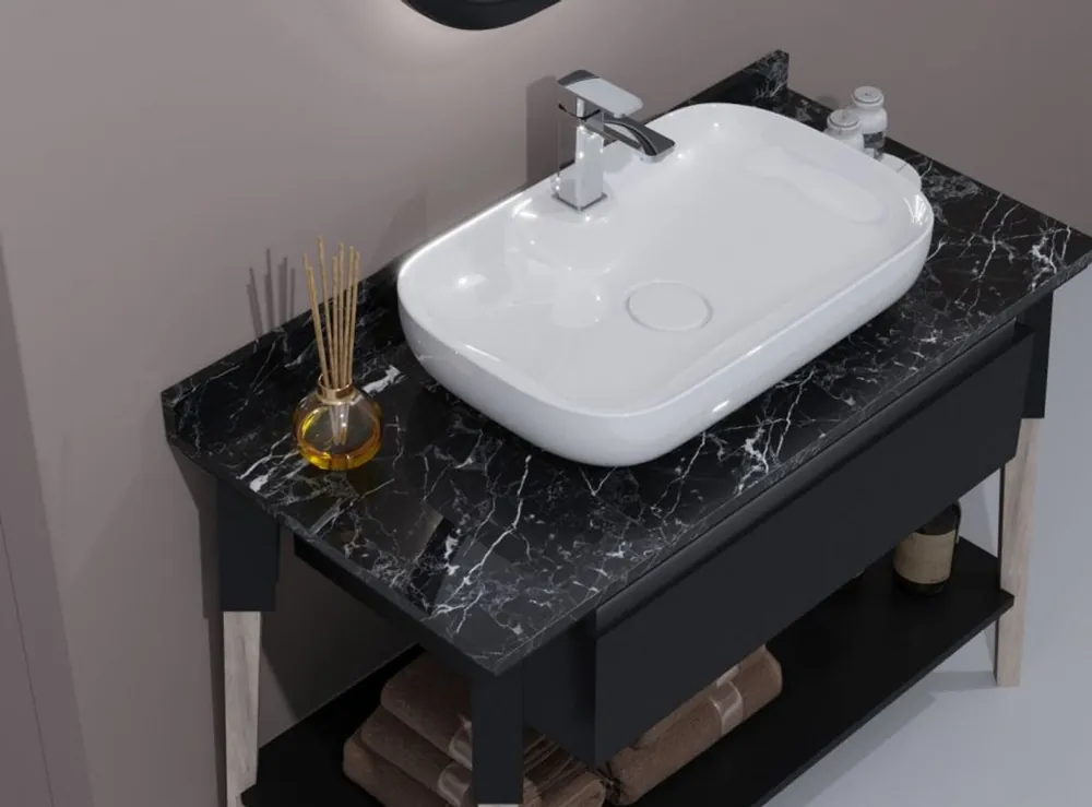 Casa Padrino luxury baroque bathroom set matt gray / white - 1 Baroque Washstand with Ceramic Washbasin & 1 Baroque LED Wall Mirror - Baroque bathroom furniture Jetzt Bestellen