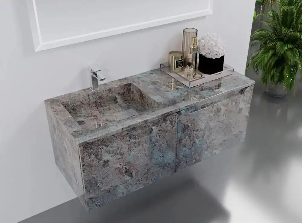 Casa Padrino Luxury Bathroom Set Gray Mottled Porcelain - Hotel Bathroom Furniture Billig