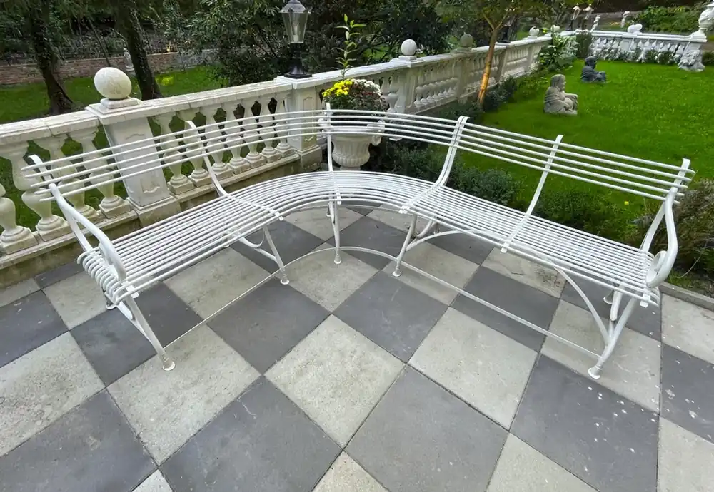 Casa Padrino Art Nouveau garden bench 250 x 210 x H. 90 cm - Curved wrought iron bench - Art Nouveau Super-Preis