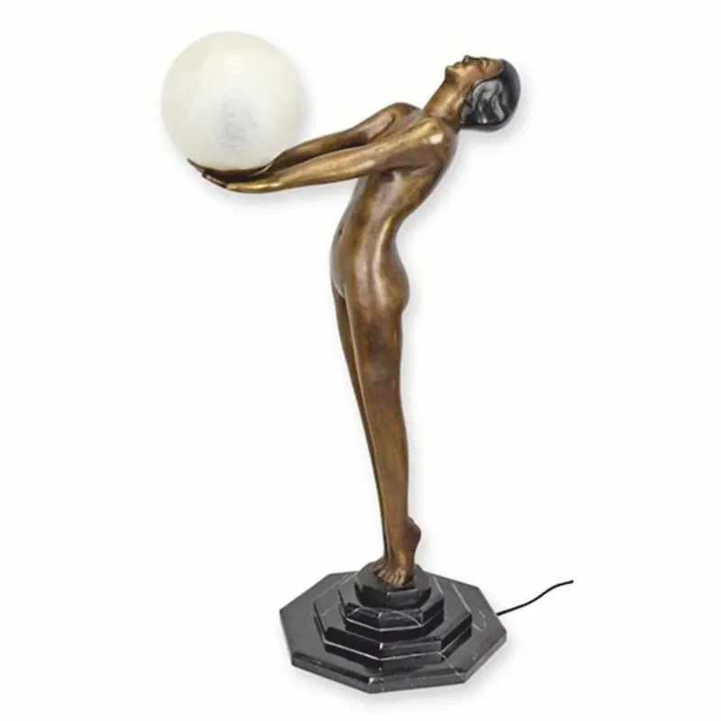 Finale Aktion Casa Padrino Art Nouveau Table Lamp Woman Bronze / Black / White H. 72.5 cm