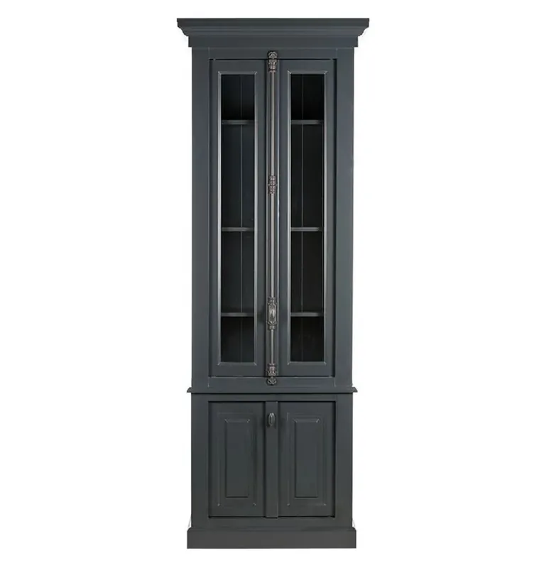 Highlight Casa Padrino country style showcase gray 48 x 88 x 245 cm - display case with 4 doors - solid wood cabinet - country style furniture