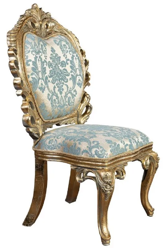Casa Padrino luxury baroque dining room chair turquoise / gold - Baroque dining room furniture Begrenztes Angebot