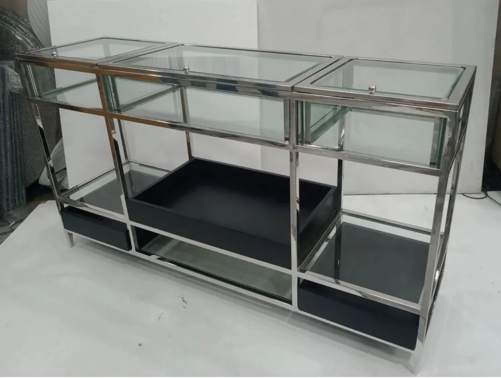Casa Padrino luxury shop showcase with glass compartments glass counter 153 x 42 x H 88 cm shop fittings showcase shop counter Letzte Chance
