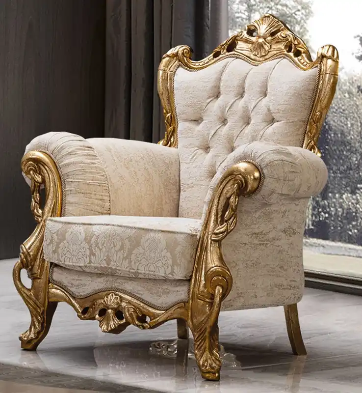 Casa Padrino luxury baroque living room armchair white / gold - Handmade baroque style furniture Sale