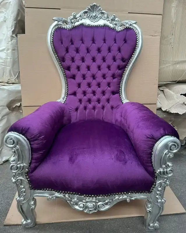 Casa Padrino baroque throne armchair purple / silver - Wedding armchair - Baroque furniture Sofort Bestellen