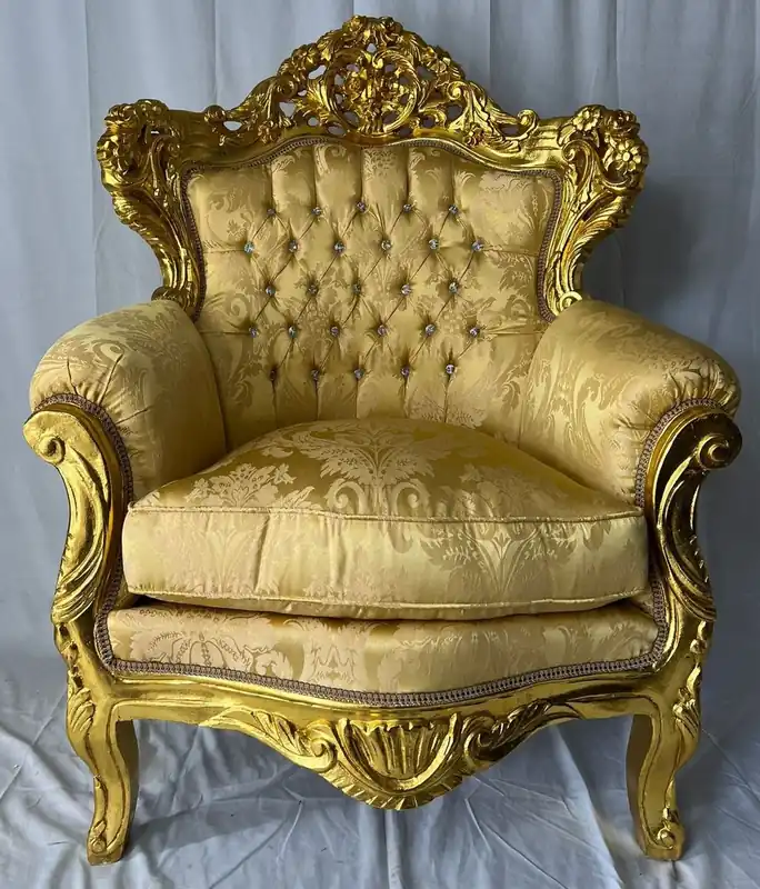Beliebt Casa Padrino baroque armchair with rhinestones gold pattern / gold - Baroque style living room furniture