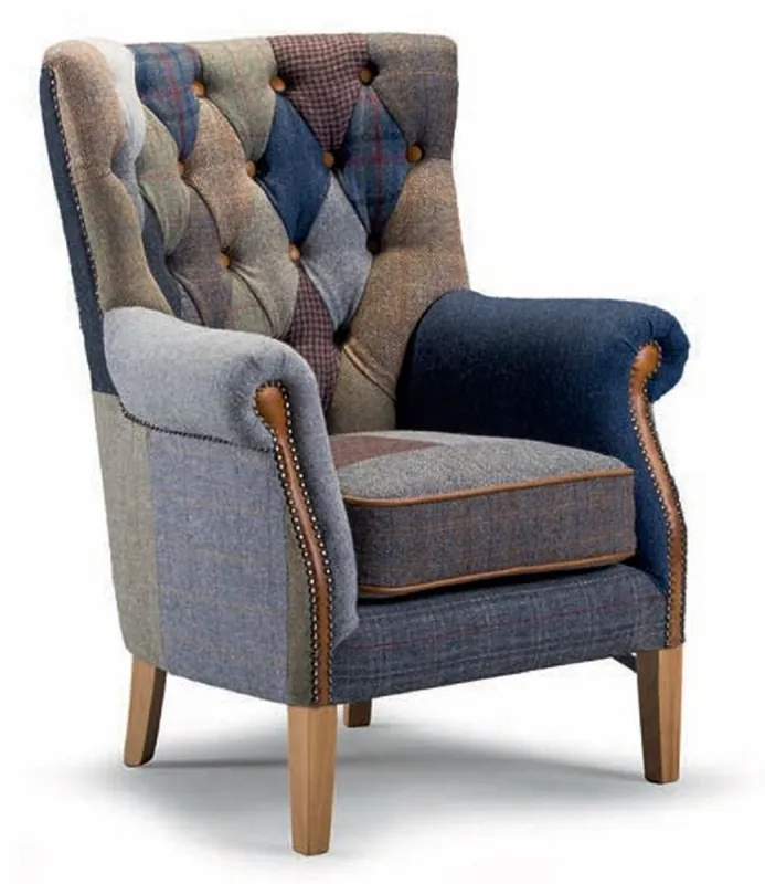 Casa Padrino luxury Chesterfield armchair colorful / brown / natural - Living room furniture Highlight