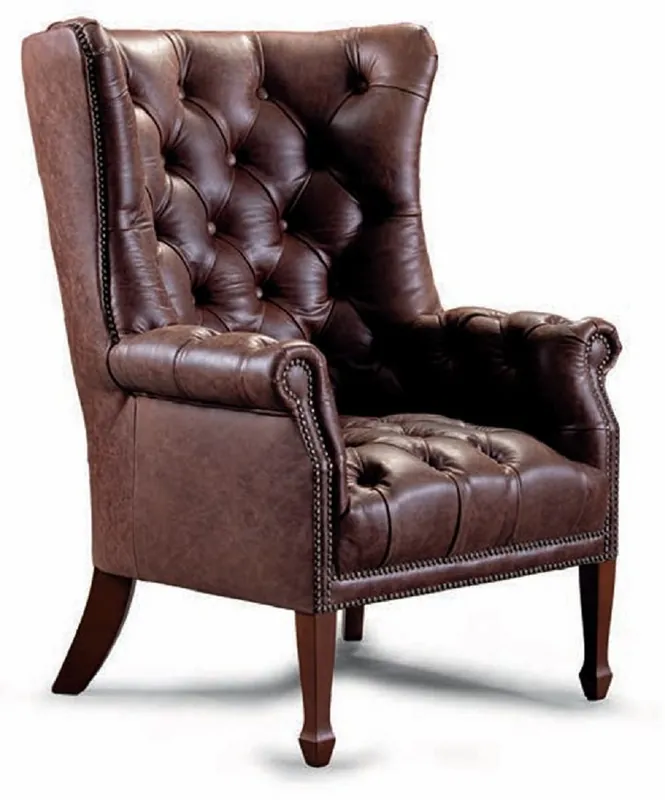 Casa Padrino luxury Chesterfield genuine leather wing armchair brown - Leather furniture Sonderaktion