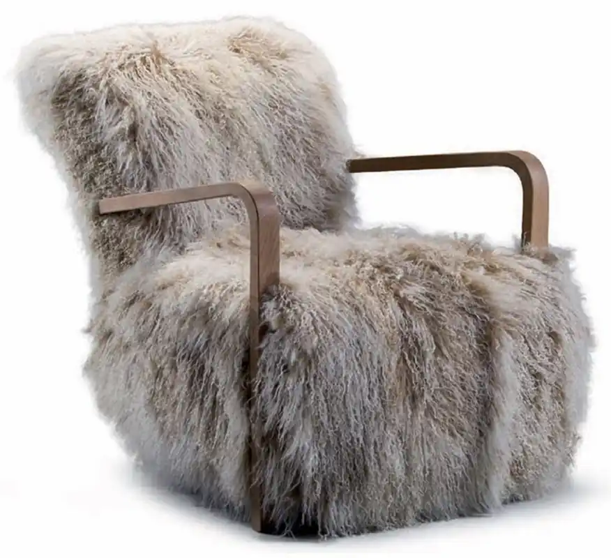 Casa Padrino luxury faux fur armchair white / beige / brown - Living room furniture Jetzt Bestellen