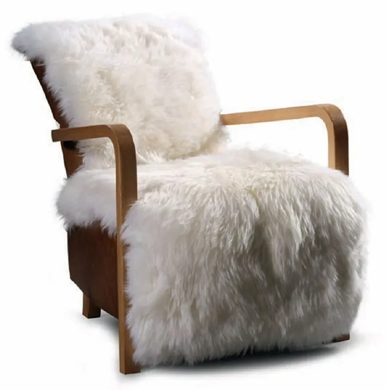 Casa Padrino luxury faux fur armchair white / black / brown - Living room furniture Direktkauf