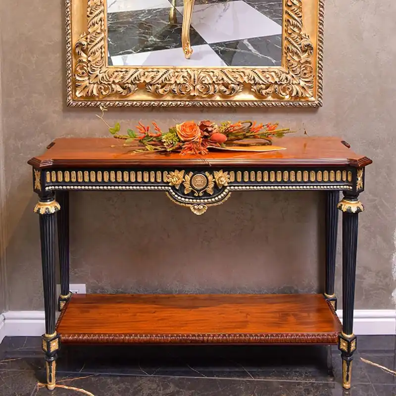 Casa Padrino luxury baroque solid wood console brown / black / gold 120 cm - Baroque Furniture - Made in Italy Neu