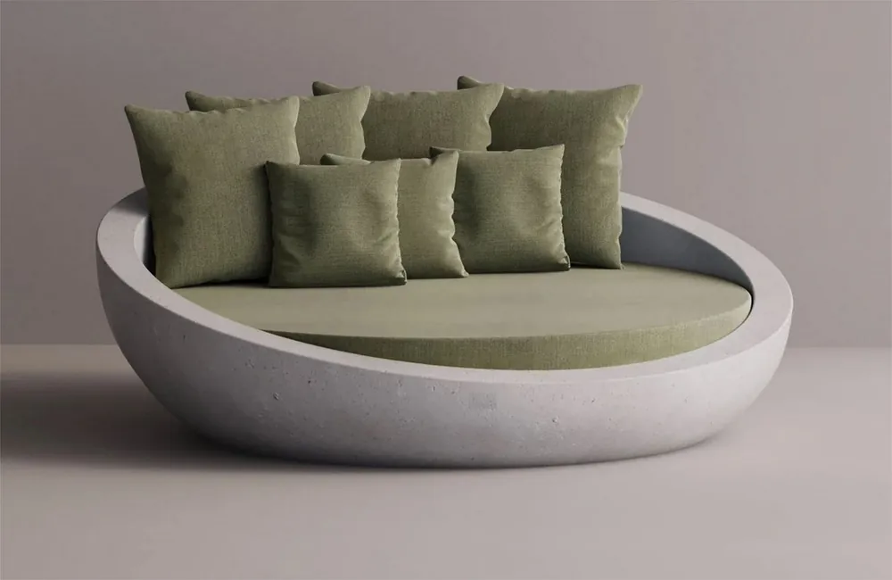 Casa Padrino luxury concrete lounger island green / white Ø 180 cm - Garden & hotel furniture Aktuell