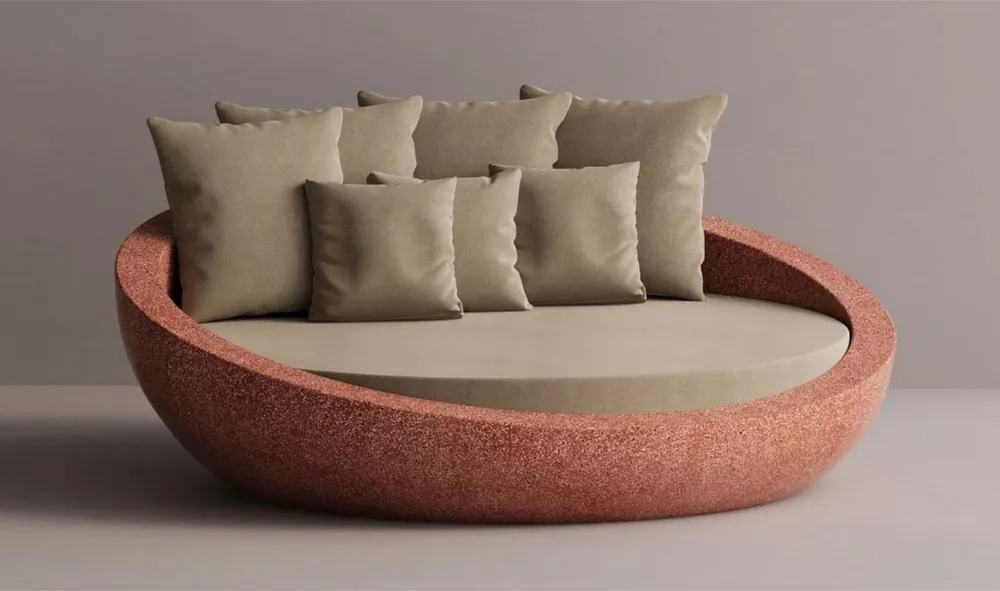 Casa Padrino luxury concrete lounger island beige / red Ø 180 cm - Garden & hotel furniture Neue Kollektion