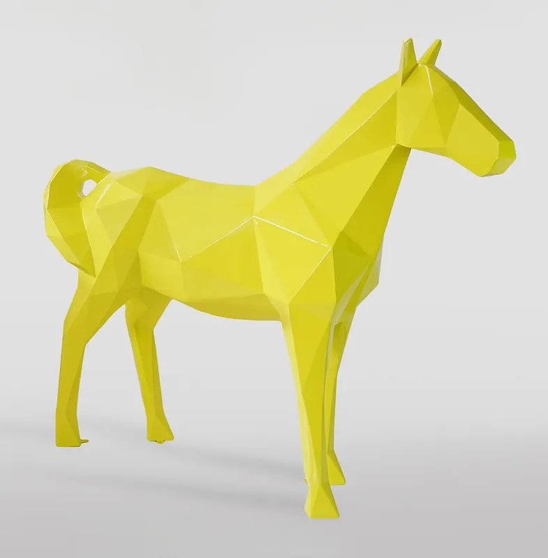 Ausverkauf Casa Padrino XXL decorative sculpture horse yellow 220 x H. 190 cm - Life size garden figure