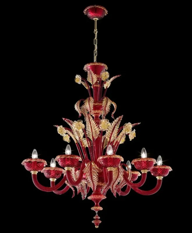 Billig Casa Padrino luxury baroque crystal glass chandelier red / gold 100 x 65 x H. 105 cm - Made in Italy
