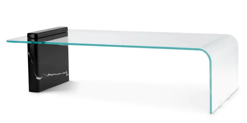 Casa Padrino Luxury Coffee Table with Glass Top Black 133.5 cm - Luxury Furniture Finale Aktion