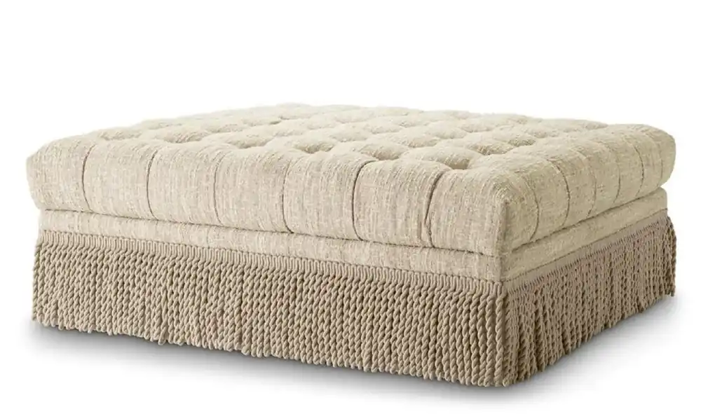 Casa Padrino luxury Chesterfield stool cream 125 x 125 x H. 47 cm - Square footstool Direkt Vom Hersteller