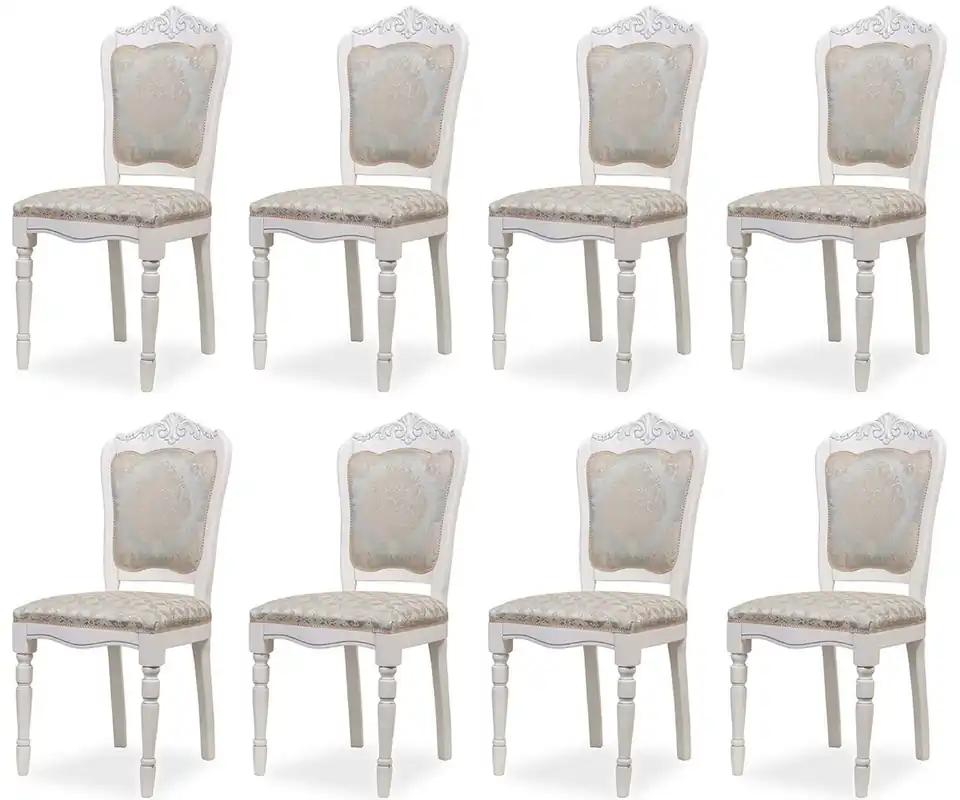 Preis Gesenkt Casa Padrino luxury baroque dining chair set of 8 silver / beige / white H. 104 cm - Baroque dining room furniture