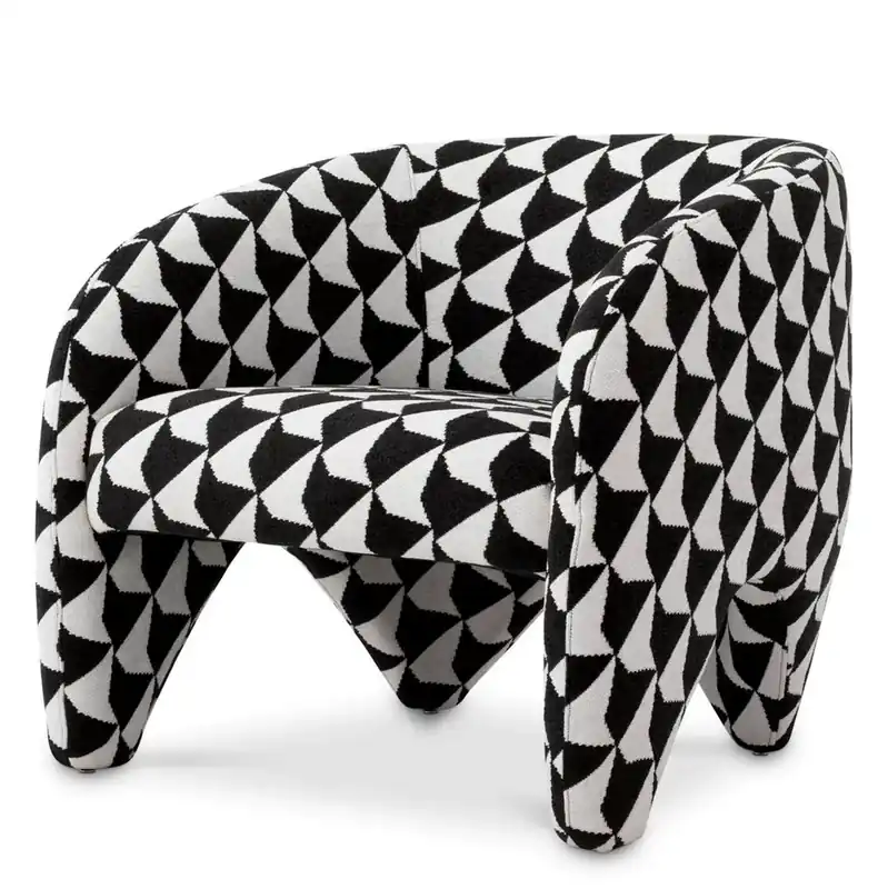 Casa Padrino luxury living room & hotel armchair with pattern black / white 78 x 78 x H. 72 cm - Luxury furniture Garantierte Lieferung