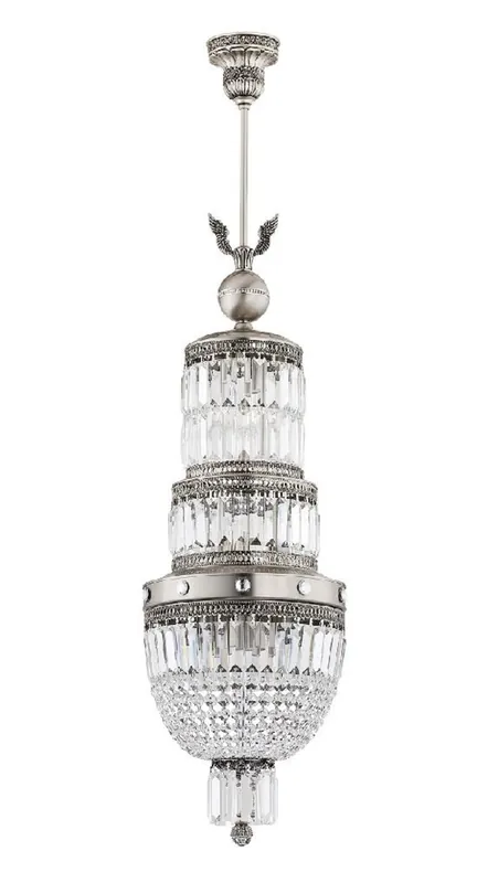 Casa Padrino luxury baroque crystal chandelier silver Ø 30 x H. 120 cm Geprüft