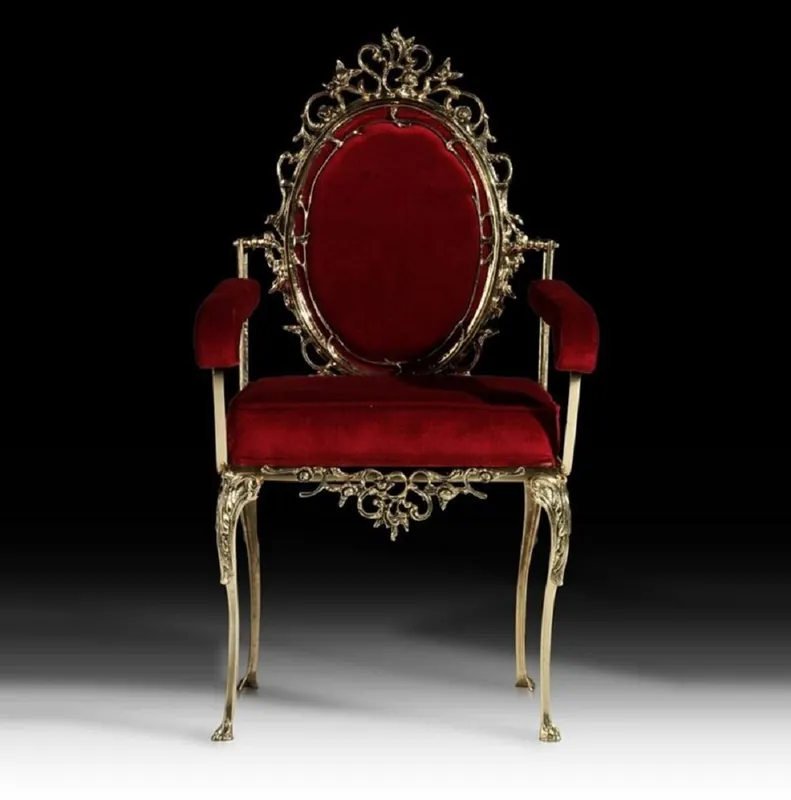 Casa Padrino luxury baroque dining chair bordeaux red / gold - Baroque style dining room furniture Zertifiziert