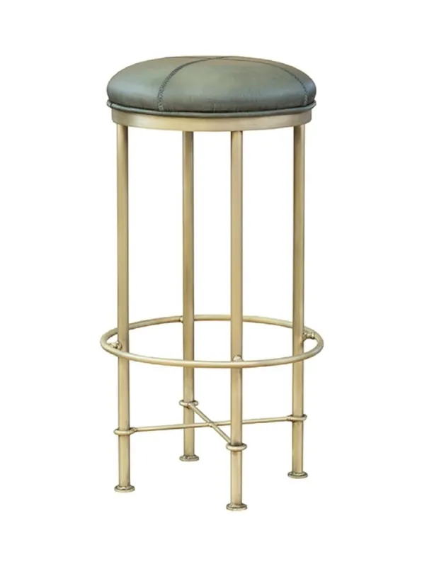 Must-Have Casa Padrino luxury genuine leather bar stool green / antique brass H. 75 cm - Bar furniture