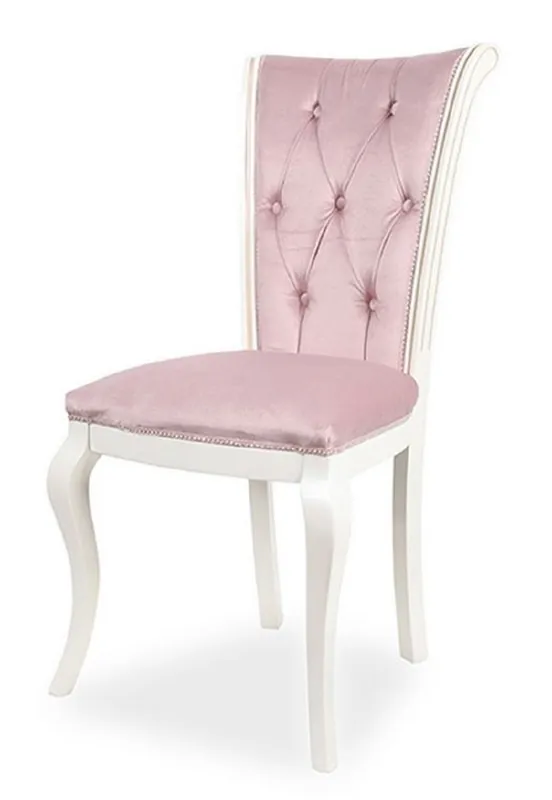 Casa Padrino luxury baroque dining room chair pink / white H. 103 cm - Baroque style furniture Must-Have