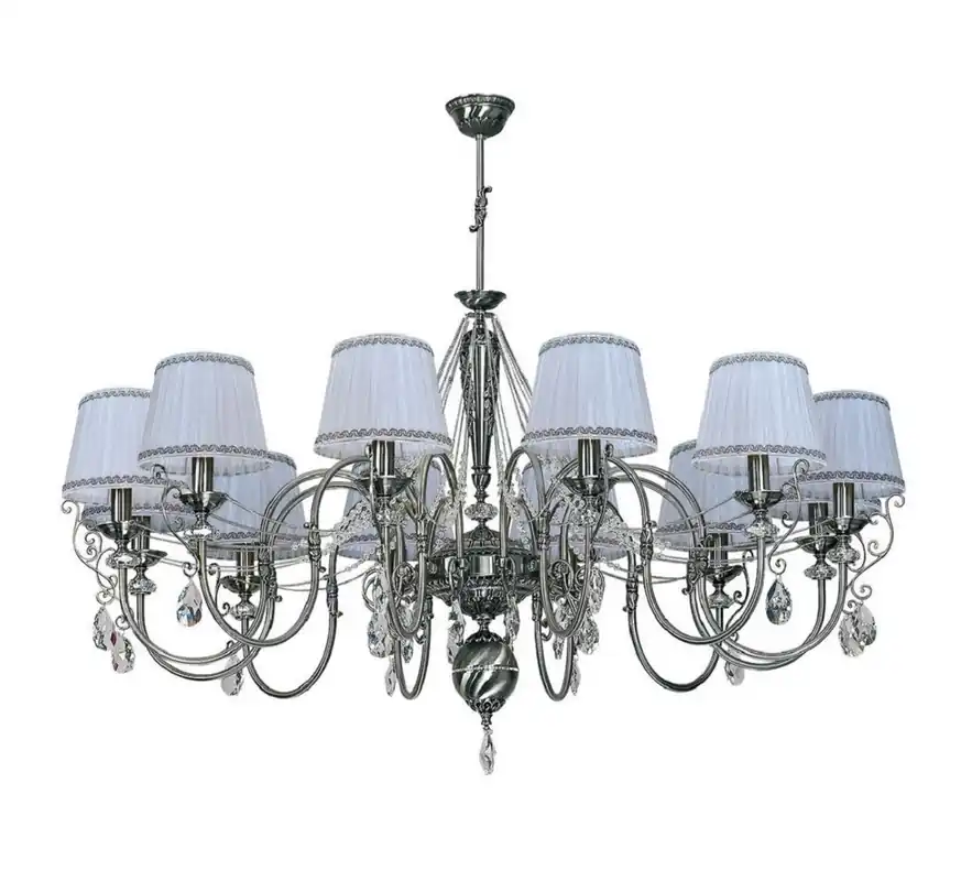Casa Padrino luxury baroque crystal chandelier silver / black / white Ø 130 x H. 80 cm Begrenztes Angebot