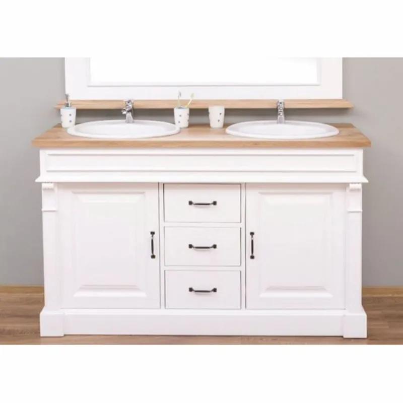 Highlight Casa Padrino country style double washbasin cabinet white / natural 150 cm