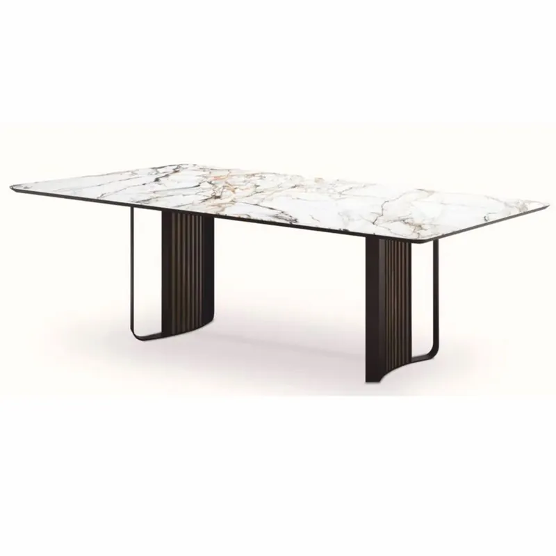 Casa Padrino luxury dining table with ceramic table top white / brown / bronze 240 cm Schnäppchen