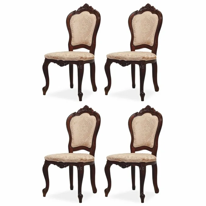 Expressversand Casa Padrino luxury baroque dining room chair set of 4 with pattern beige / brown H. 103 cm