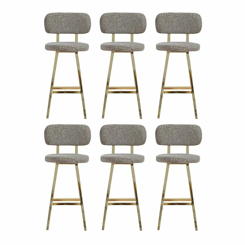 Versand Am Gleichen Tag Casa Padrino luxury bar chair set of 6 gray / gold H. 106 cm - Bar furniture