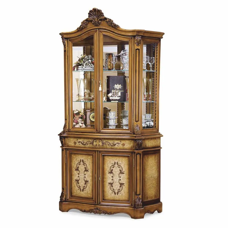 Casa Padrino luxury baroque display cabinet brown / natural H. 232 cm - Baroque style furniture Zertifiziert