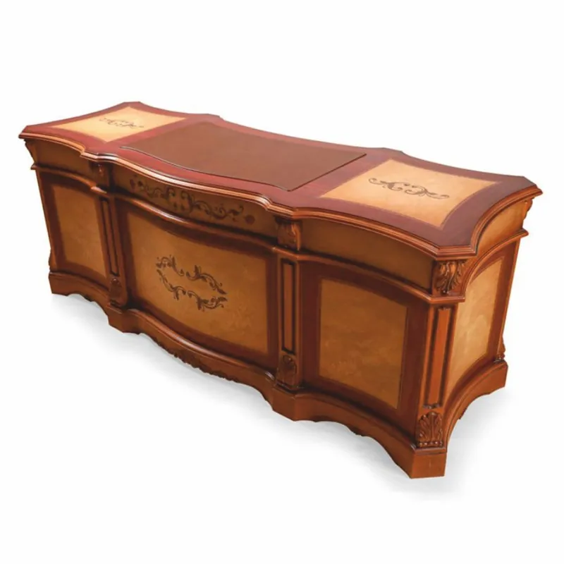 Ausverkauf Casa Padrino luxury baroque desk brown / natural 209 cm - Baroque style office furniture