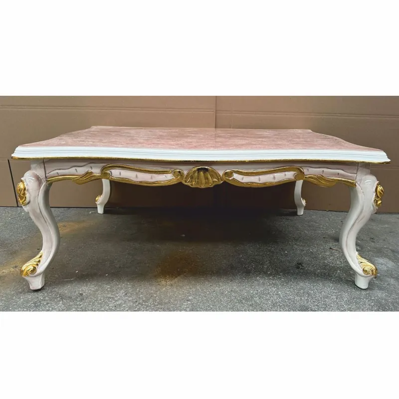 Neu Casa Padrino luxury baroque coffee table white / brown / gold 120 cm - Baroque living room furniture