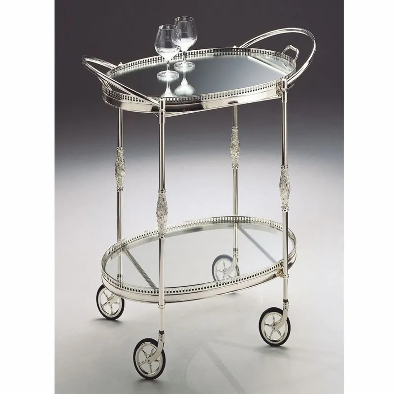 Casa Padrino luxury serving trolley with removable tray silver - Made in Italy Neuheit