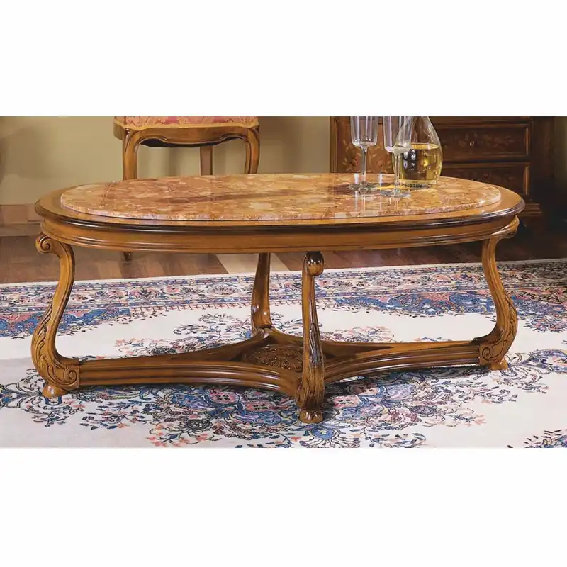 Garantierte Lieferung Casa Padrino luxury baroque coffee table brown / beige 120 cm - Baroque furniture - Made in Italy