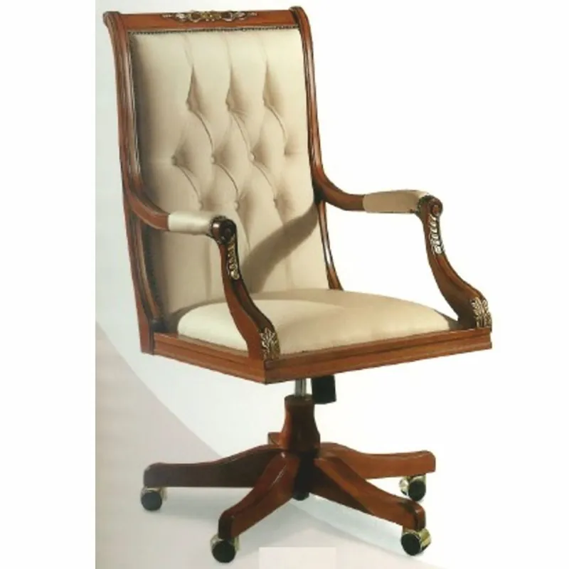 Casa Padrino luxury baroque Chesterfield leather desk chair cream / brown - Made in Italy Preis Gesenkt