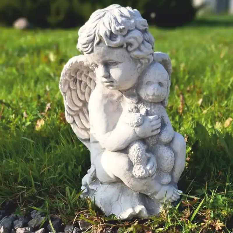 Casa Padrino Art Nouveau Garden Decoration Sculpture Angel Gray H. 36 cm - Garden Figure Beliebt