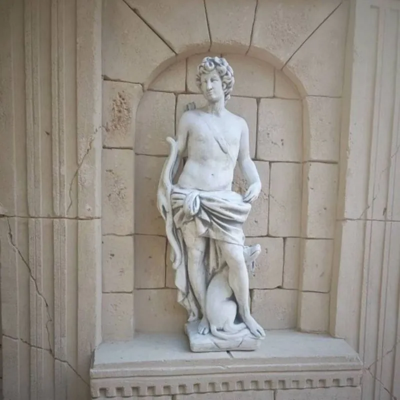 Heißes Angebot Casa Padrino Art Nouveau garden decoration sculpture man with bow and dog gray H. 142 cm