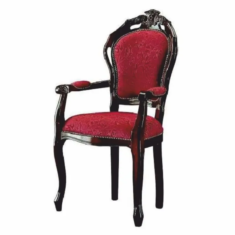 Mega-Angebot Casa Padrino Luxury Baroque Dining Room Chair with Armrests Bordeaux Red / Dark Brown H. 107 cm