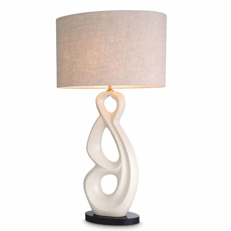 Online Kaufen Casa Padrino luxury ceramic table lamp with oval lampshade white / black / gray H. 89 cm