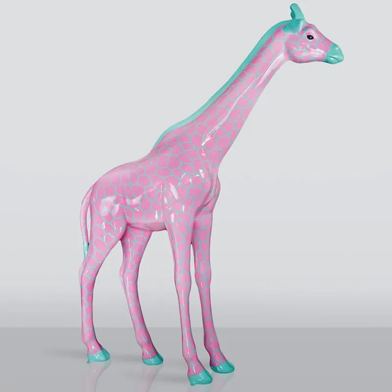 Neu Casa Padrino XXL decorative sculpture giraffe pink / mint green H. 320 cm - Huge garden decoration figure