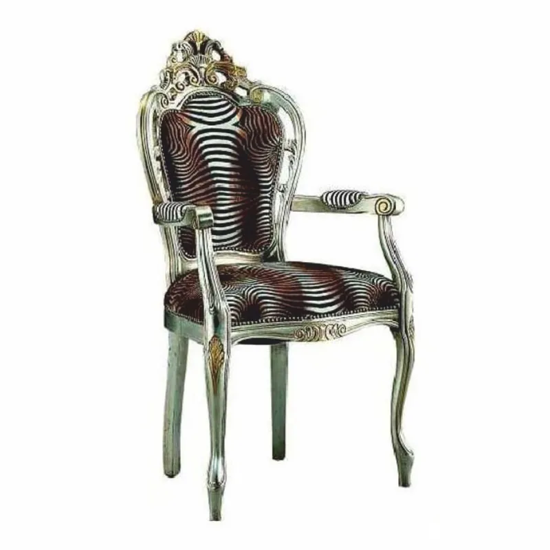 Versand Am Gleichen Tag Casa Padrino Luxury Baroque Dining Room Chair with Armrests Brown / Black / Silver / Gold